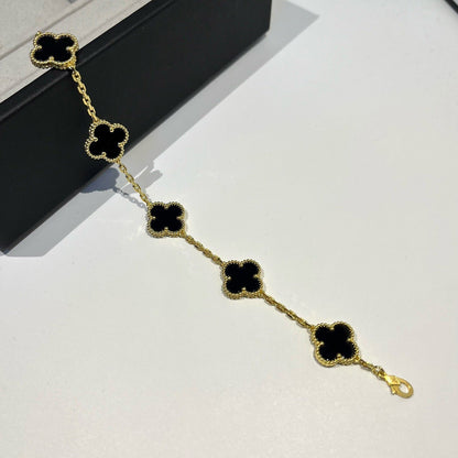 Clover Five Motif Bracelet - Black