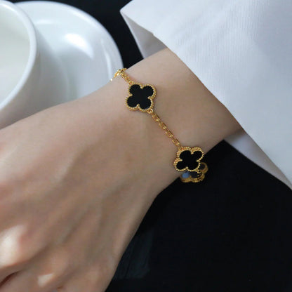Clover Five Motif Bracelet - Black