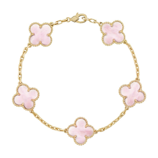 Armband mit Kleeblatt-Fünfer-Motiv – Pink