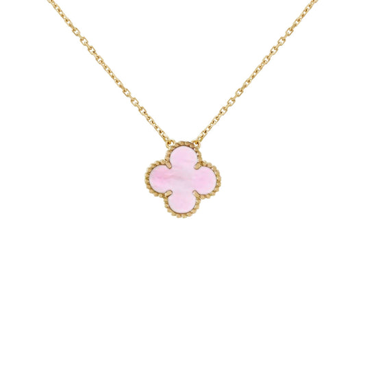 Halskette mit Kleeblatt-Motiv – Rosa