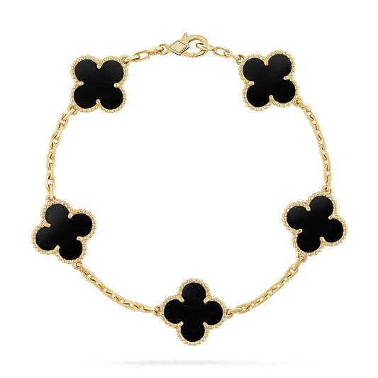 Clover Five Motif Bracelet - Black
