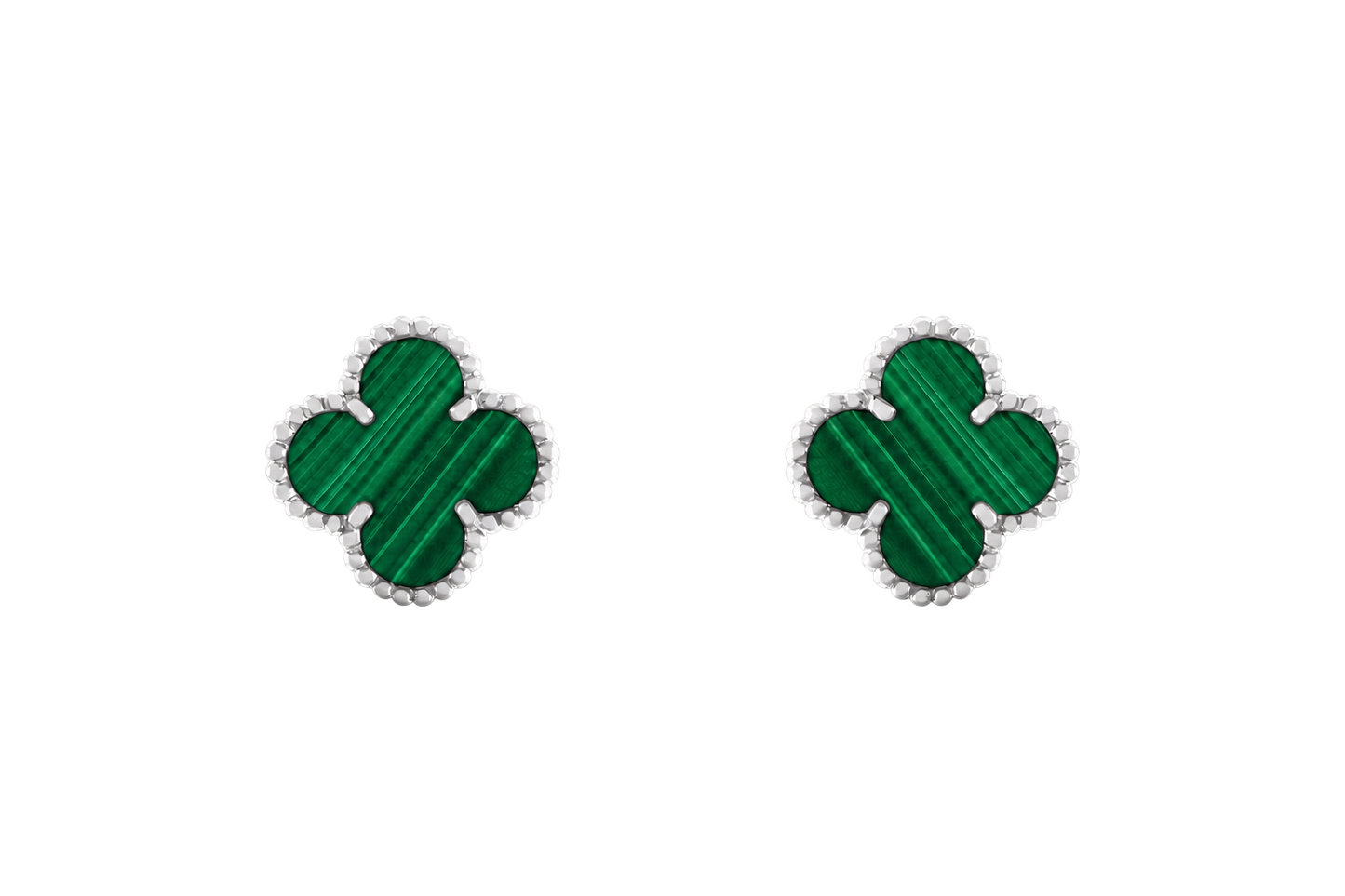 Ohrstecker Kleeblatt-Motiv – Grün Silber