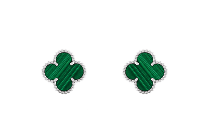 Ohrstecker Kleeblatt-Motiv – Grün Silber