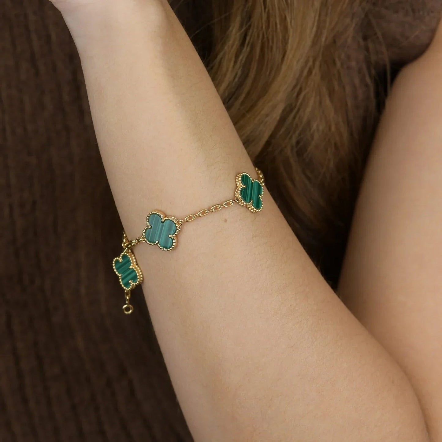 Kleeblatt-Armband mit fünf Motiven – Grün