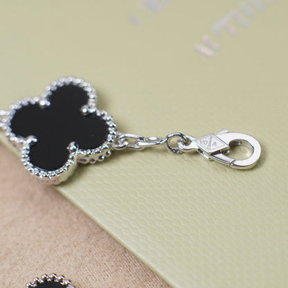 Clover Five Motif Bracelet - Black Silver