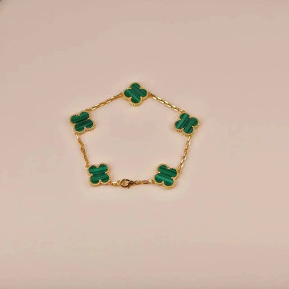 Kleeblatt-Armband mit fünf Motiven – Grün