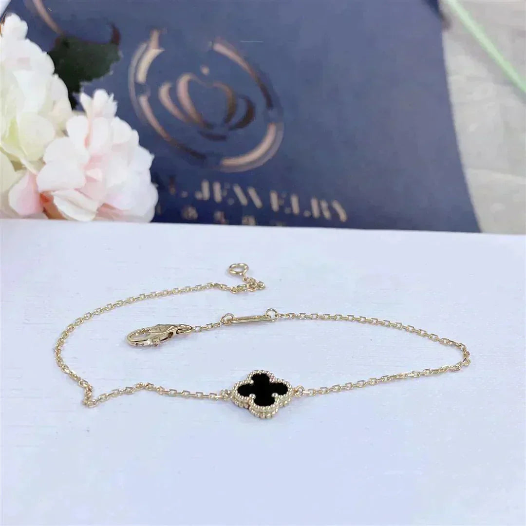 Armband mit Kleeblatt-Motiv - Schwarz