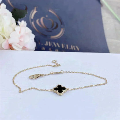 Armband mit Kleeblatt-Motiv - Schwarz