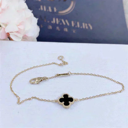 Armband mit Kleeblatt-Motiv - Schwarz