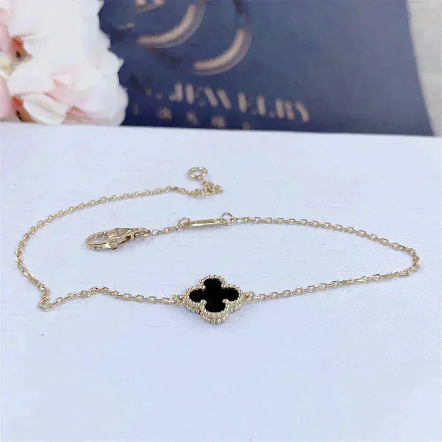 Armband mit Kleeblatt-Motiv - Schwarz