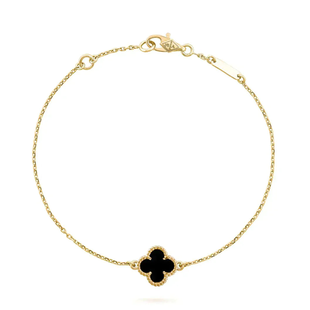 Armband mit Kleeblatt-Motiv - Schwarz