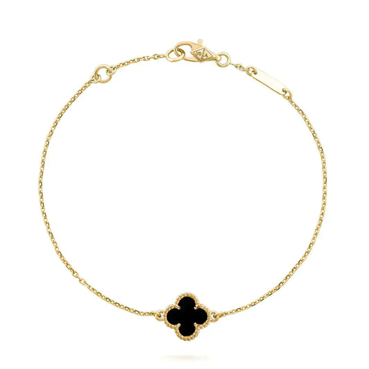 Armband mit Kleeblatt-Motiv - Schwarz